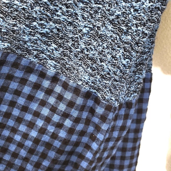 Cutloose Blue Plaid Mix Media Long Sleeve Knit Tunic Top Size S - Picture 8 of 12